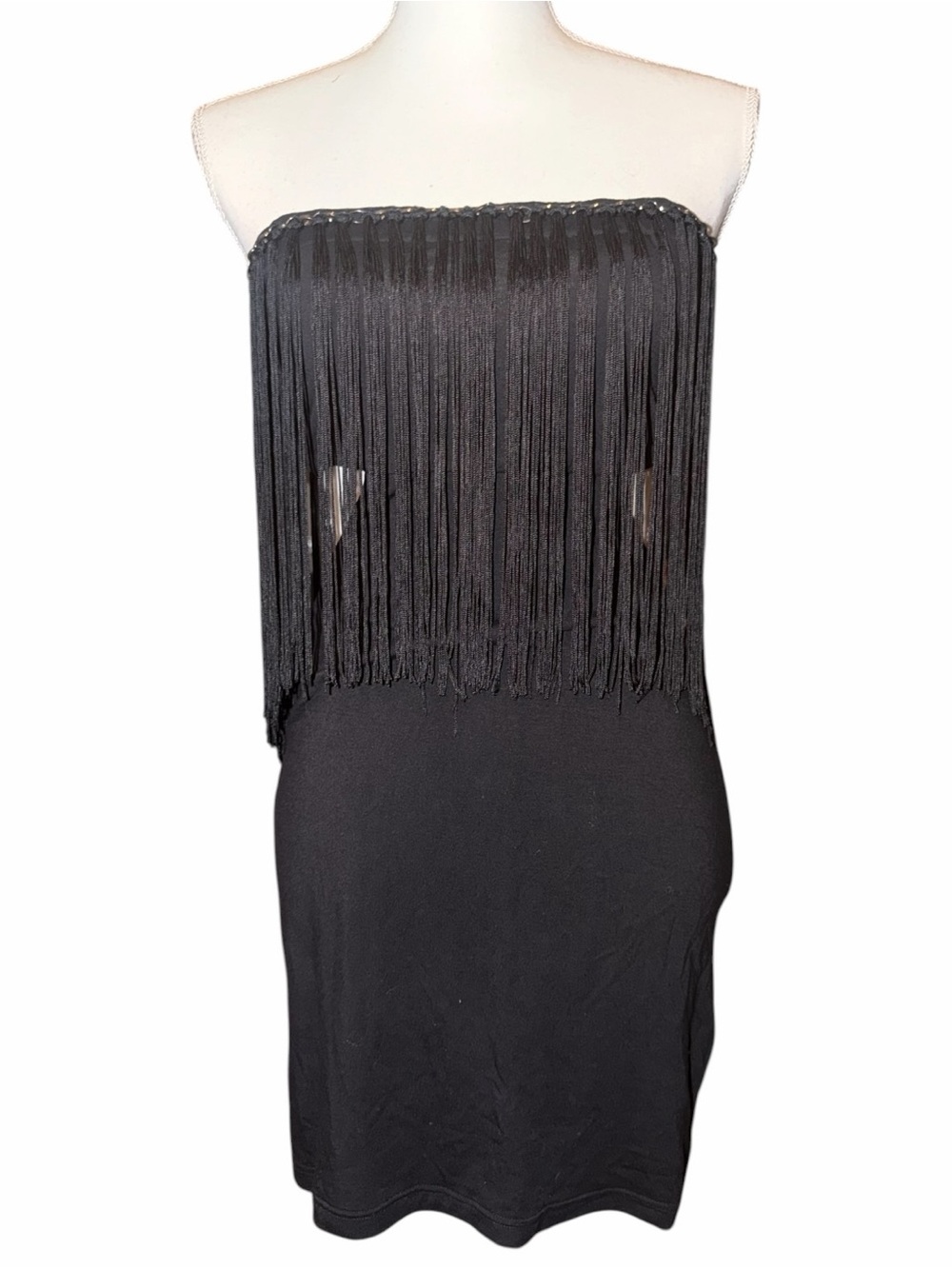 Y2K Vintage Bebe Fringe Cutout Bodycon Mini Dress